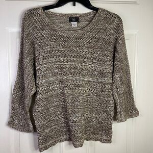 Lark‎ Lane  knitted sheer sweater with Brown/gold metallic.